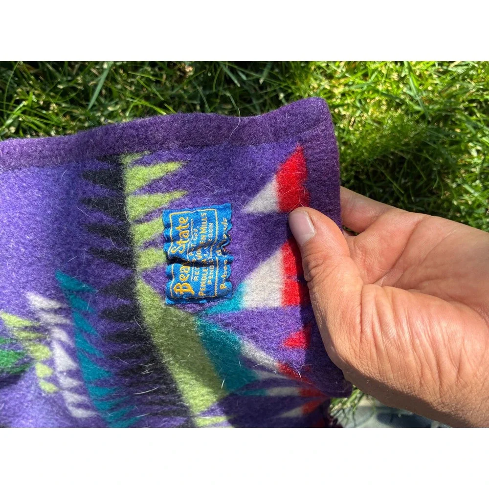 Vintage Beaver State Pendleton Wool Blanket Purple Southwestern yavapai pattern